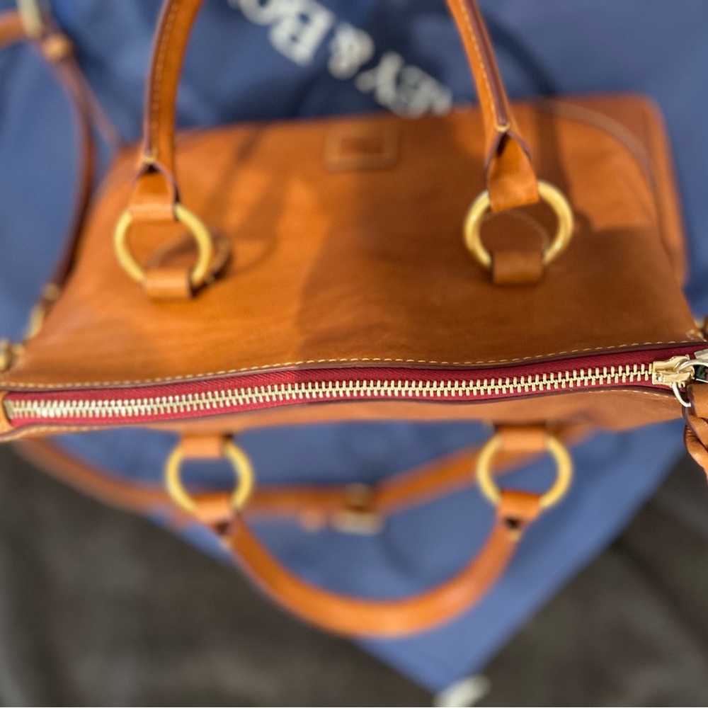 Dooney & Bourke Florentine Leather Satchel with Crossbody Strap - Natural - Picture 5 of 9